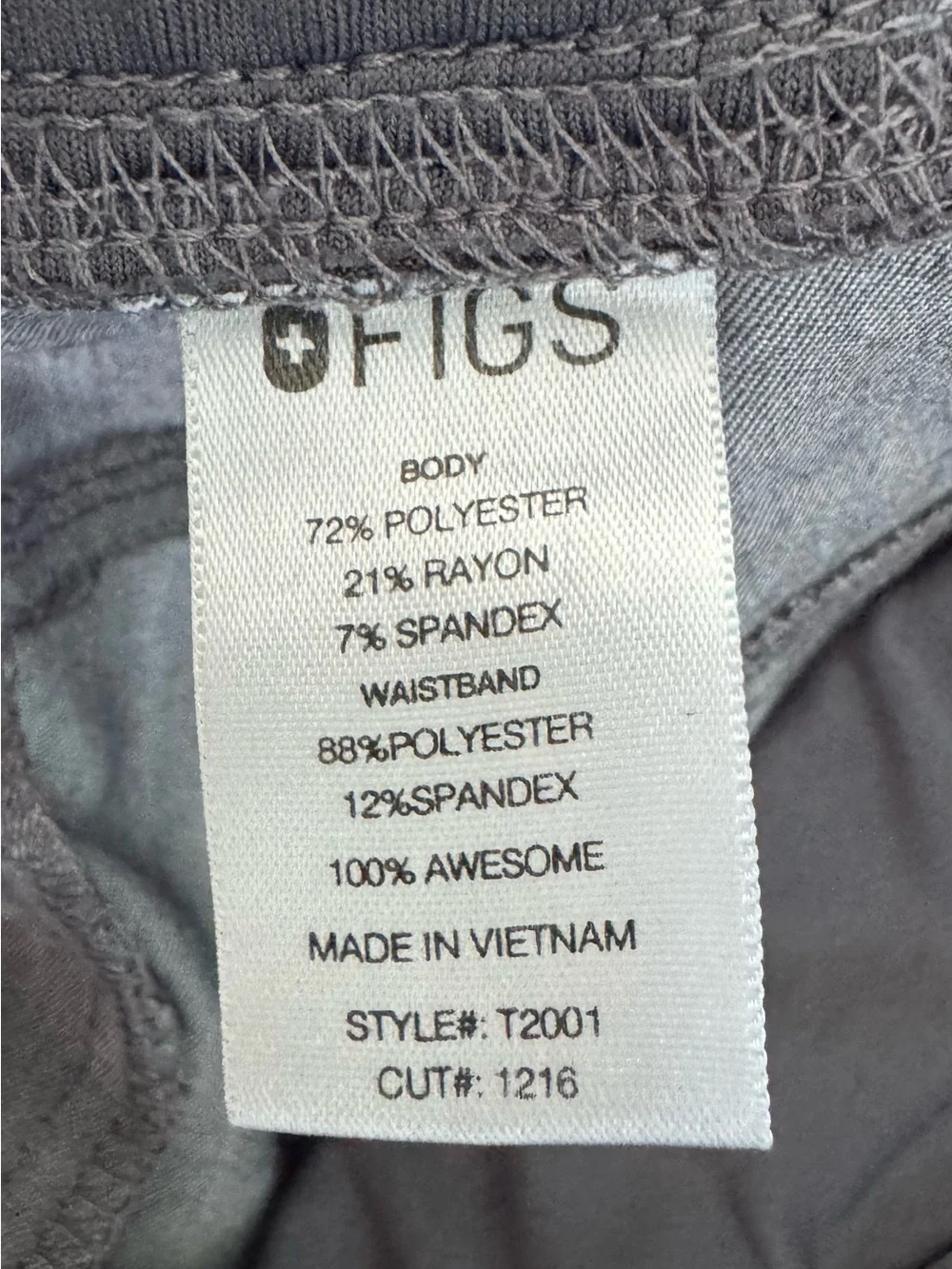 Men’s Grey FIGS Axim Cargo Scrub Pants Elastic Waistband